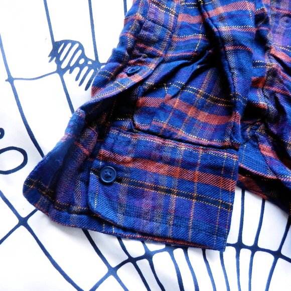 ✨ Lucky Brand || Gold Thread Plaid Long Sleeve Flannel Top - Picture 5 of 5